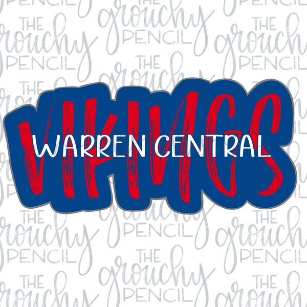 Warren Central Vikings baseball softball basketball football team name graphic PNG sublimation transfer file
