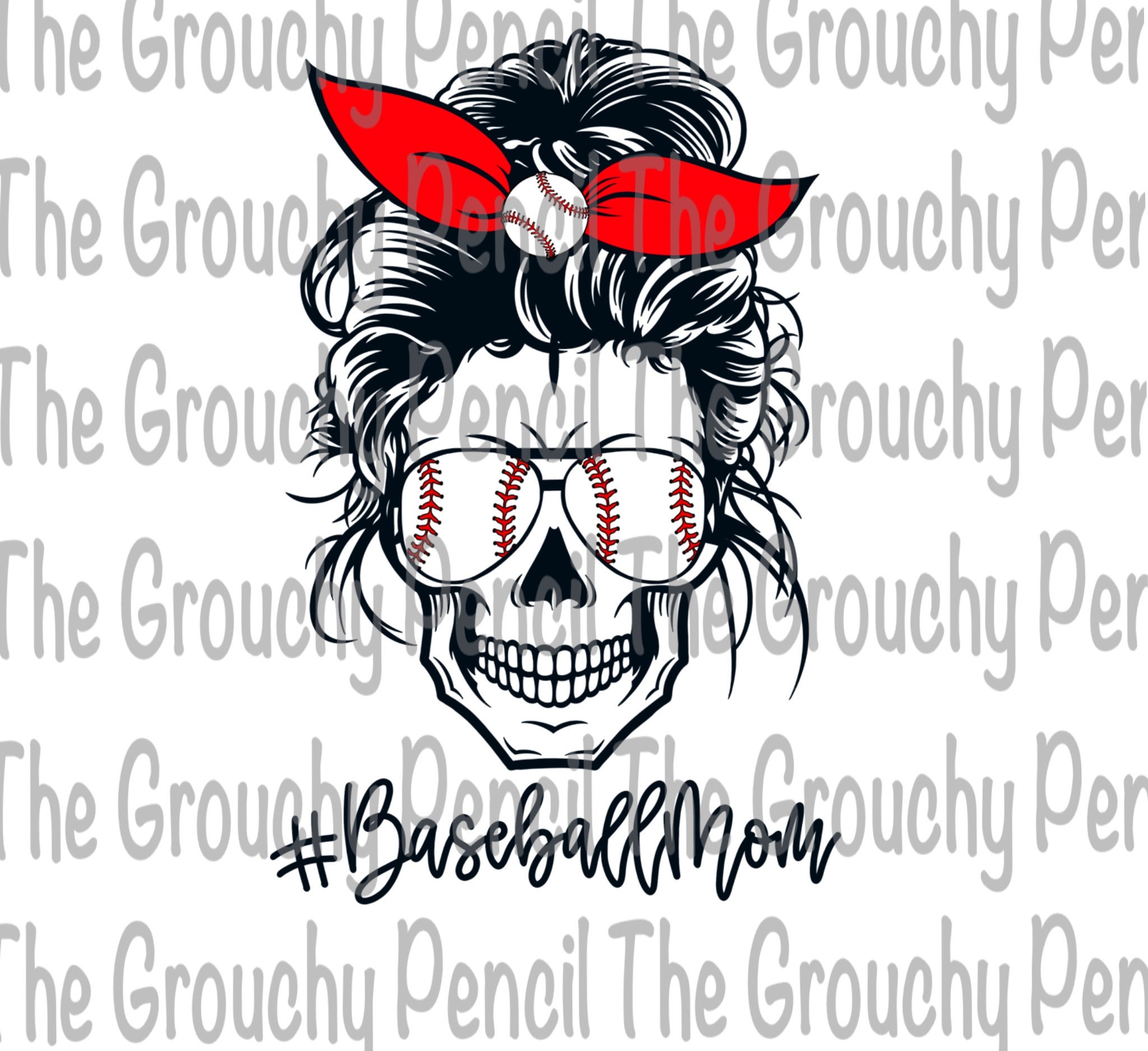 Download Baseball mom raising ballers Momlife skull messy bun | Etsy