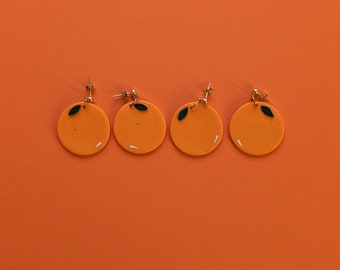 Orange earrings | Funny earrings | Unique | Handmade | Modern jewellery
