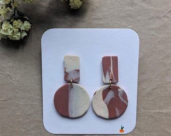 Minimalist Latte earrings | Polymer clay earrings | Gift idea | Minimalist jewelry | Pastel colours earrings | Handmade jewelry