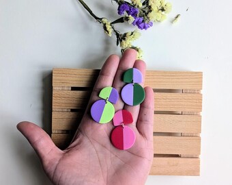 Bicolour earrings |Polymer clay | Gift for her | Minimalist jewelry | Handmade jewelry