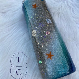 Ocean Swirl Glitter Tumbler | Beach Glittered |