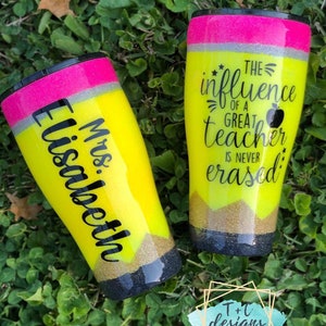 Glittered Pencil Teacher Tumbler | Gifts for Teachers | Custom Tumbler