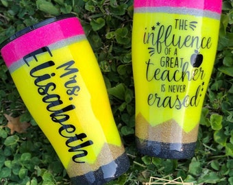 Glittered Pencil Teacher Tumbler | Gifts for Teachers | Custom Tumbler