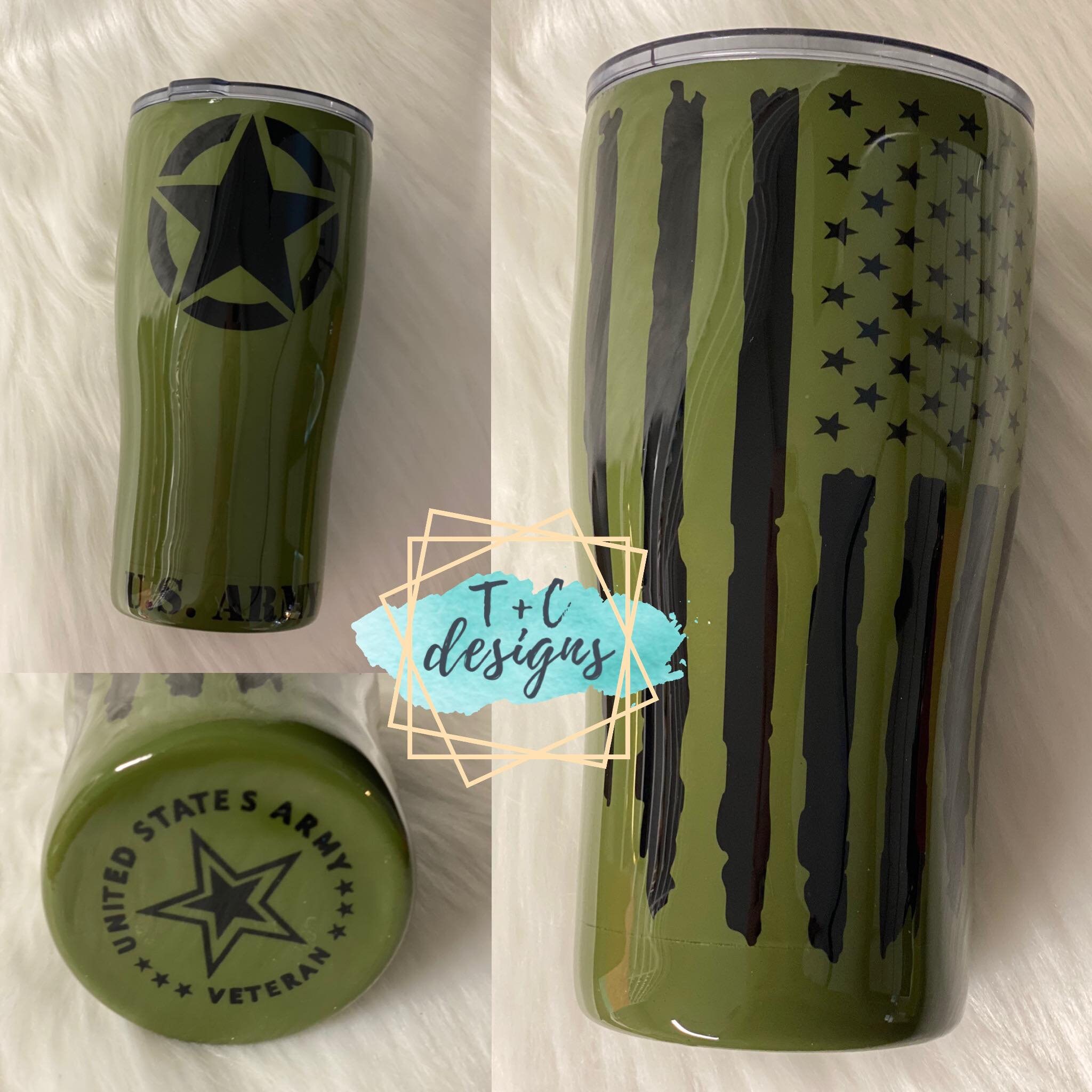 Military Veteran Tumbler Army Tumbler Custom Tumbler Etsy