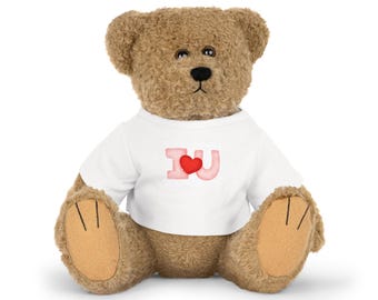Te amo lindo juguete de peluche con camiseta, regalo de animal de peluche, juguete para niños, decoración de guardería, regalo de baby shower, muñeca suave