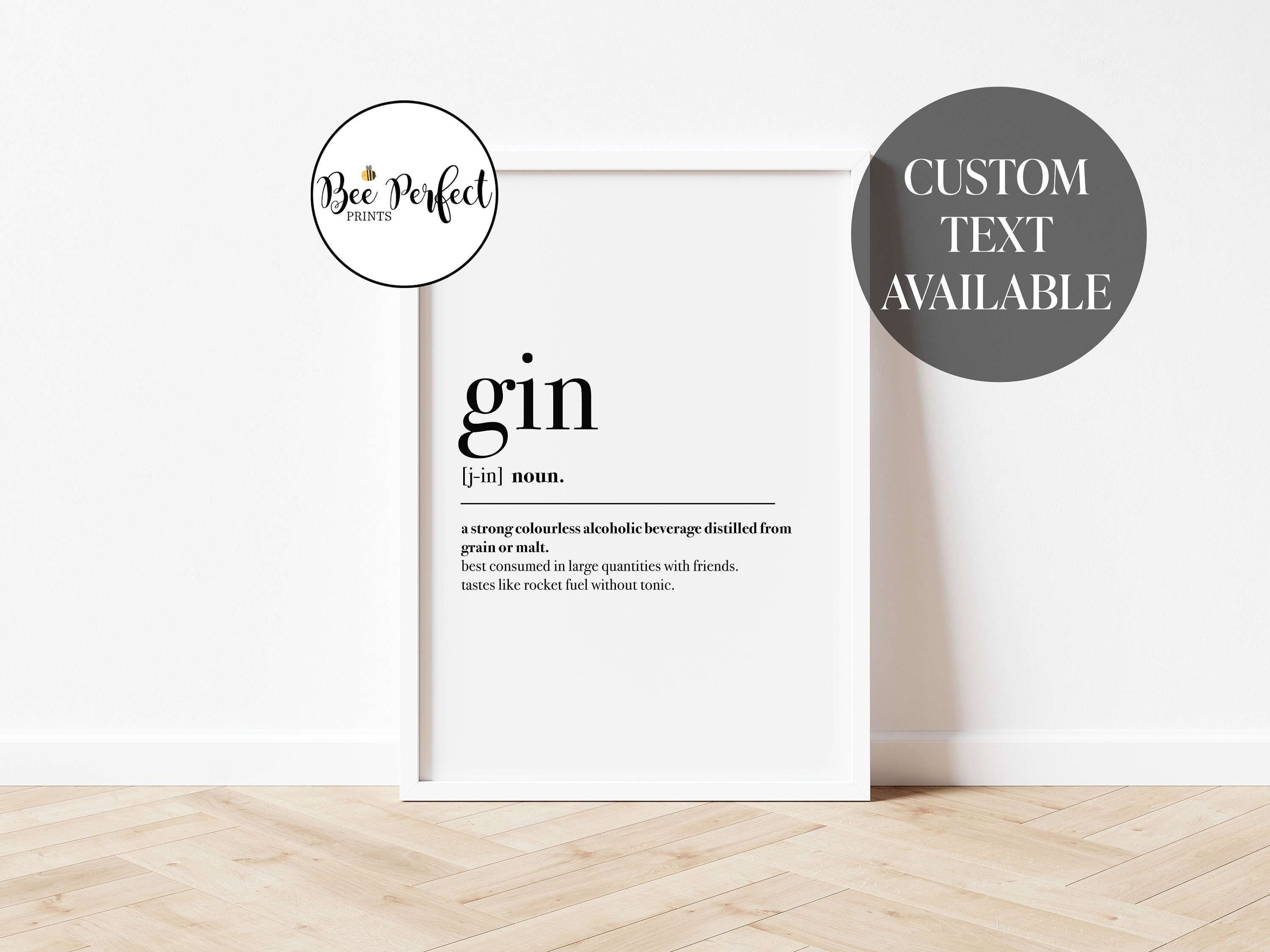 Gin Definition Print for Kitchen Hallway Living Room Etsy