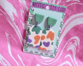 Alex dangle/ polymer clay/ cow print/ Festival/ summer/ animal print/ arch