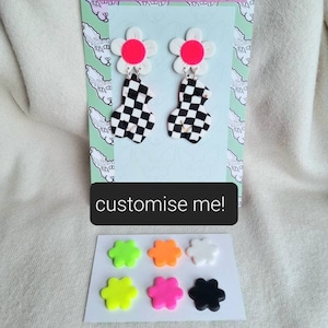 Polly Neon/karierte Ohrringe/ Polymer Clay/ funky Schmuck