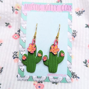 Cactus earrings/ polymer clay/ plant/ house plant/ succulent/ summer earrings/ flower