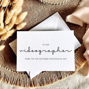 Videografo di matrimonio / Cartolina di ringraziamento, bomboniera personalizzata per cassetta postale da parte degli sposi, bomboniera di ringraziamento per il fornitore del matrimonio