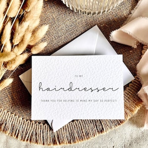 Trouwdag naar mijn kapper | Bedankt herenkapper, gepersonaliseerde bedankkaart, aandenkenkaart voor haar/hem, trouwdag bedankt