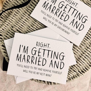 Essayez et comportez-vous | Cadeau de proposition de garçon d'honneur pour lui, carte de mariage drôle d'homme d'honneur, carte personnalisée Serez-vous mon garçon d'honneur, cadeau huissier