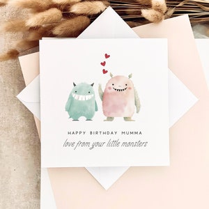 Verjaardagskaart voor moeder | Gepersonaliseerde kleine monsters aandenken voor mama, leuke kaart voor moeder, verjaardagscadeau voor moeder tante tante from Kids