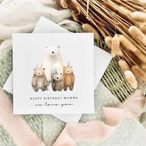 Tarjeta de cumpleaños para mamá / Recuerdo personalizado con estampado de oso para el cumpleaños de mamá, linda tarjeta para mamá, regalo de cumpleaños para mamá, abuela y tía de los niños