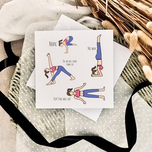Yoga Pose Birthday Card | Funny Yoga Lover Birthday Gift for Friend, Birthday Card for Pilates Teacher, Fitness Instructor Greeting Card