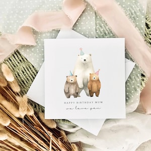 Personalisierte Geburtstagskarte für Mama | Niedliche kleine Bären Andenken, Geschenk für Mama von Kindern, spezielle Karte für Kindermädchen von Enkel, vom Baby