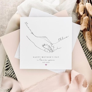 carte personnalisée pour la fête des mères | Carte de voeux avec nom et main pour maman, cadeau pour nounou, carte quelqu'un comme maman, cadeau souvenir de la 1ère fête des mères