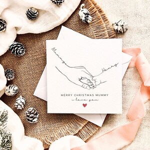 Weihnachtskarte für Mama - Personalisierte Hand & Namen Andenken Karte für Mama - Geschenk für Nanny vom Enkelkind - Niedliche Karte vom Baby / Kinder