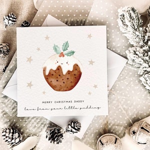 Tarjeta de Navidad personalizada para papá: con amor de Little Puddings, tarjeta de bebé, primera Navidad como papá, tarjeta para el futuro papá, regalo para él
