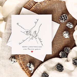Weihnachtskarte für Papa | Benutzerdefinierte Hand & Name Print Andenken Weihnachtskarte für Papa, erste Weihnachtskarte von Baby für Opa, von 3 Kindern