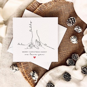 Tarjeta de Navidad para papá - Tarjeta de recuerdo personalizada con nombre y mano para papá - Regalo para el abuelo de parte del nieto - Tarjeta linda para bebés/niños