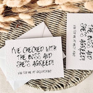 Vérifié avec le patron | Boîte cadeau garçon d'honneur pour mariage, cadeau sera-tu mon meilleur homme pour lui, carte de garçon d'honneur drôle pour ami, cadeau huissier