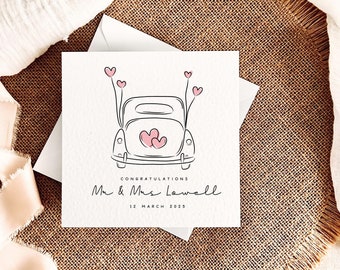 Carte de mariage personnalisée | Cadeau pour le jour du mariage de M. Mme, carte pour un couple pour le mariage, carte de félicitations pour le mariage pour les mariés