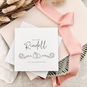 Carte de mariage personnalisée Mr & Mrs - impression bague de mariage - carte pour les jeunes mariés, carte pour couple, carte d'anniversaire, cadeau pour jeunes mariés