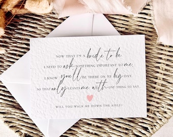 Walk Me Down the Aisle Proposal Card - Will You Give Me Away Keepsake for Wedding Ceremony - Custom Options