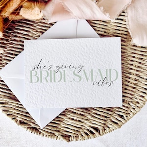 Ambiance de demoiselle d'honneur | Carte postale de proposition de demoiselle d'honneur, cadeau personnalisé fête de mariage, cadeau boîte aux lettres souvenir pour ami