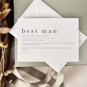 Définition du meilleur homme | Cadeau seras-tu mon meilleur homme pour lui, Cadeaux drôles pour meilleur homme pour le jour du mariage, Carte postale boîte cadeau meilleur homme, Carte de remerciement