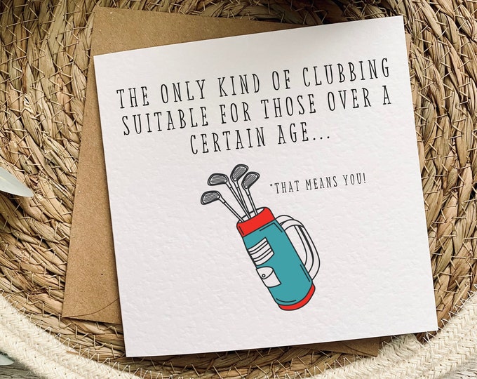 Golf Gift Card and Envelope Comic Fun Hilarious Ideal for Your Older