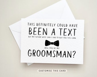 Been a Text | Will you be My Best Man Proposal Postcard, Groomsmen Keepsake Letterbox Gift, Personalised Usher favour from Groom for friend