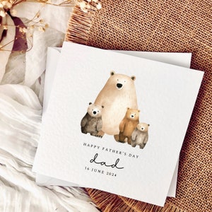 Carte personnalisée pour la fête des pères à imprimé ours | pour papa pour enfants, cadeau de fête des pères pour lui, pour grand-père pour enfants, jolie carte pour bébé