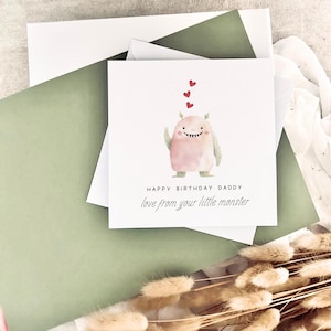 Tarjeta de cumpleaños para papá / Pequeños monstruos Regalo personalizado para él, Tarjeta para el cumpleaños de papá, Regalo para el abuelo, Recuerdo de los bebés