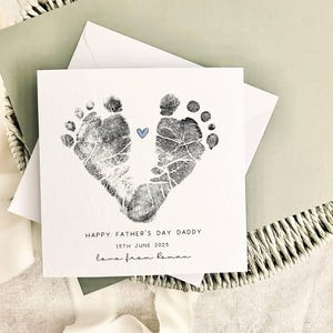 Vaderdagkaart | Gepersonaliseerde voetafdruk baby aandenken voor papa, speciaal cadeau voor opa, aandenkenkaart voor papa, baby eerste Vaderdag