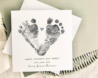 Karte zum Vatertag | Personalisierte Baby-Fußabdruck-Andenken für Papa, spezielles Geschenk für Opa, Erinnerungskarte für Papa, Baby erster Vatertag