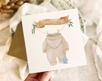 Tarjeta de felicitación para recién nacido - Nombre y fecha de nacimiento personalizables - Recuerdo personalizado para bebé