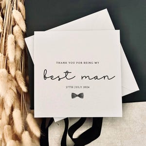 Carte de voeux de remerciement pour le meilleur homme | Carte personnalisée de fête de mariage, cadeau souvenir de fête du marié, cadeau boîte aux lettres pour lui de la part du marié