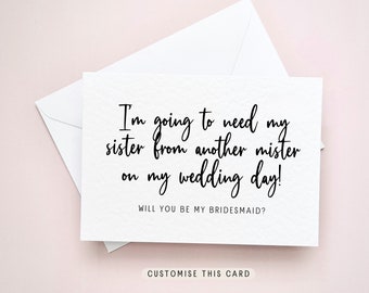 Will you be my Bridesmaid Proposal Postcard, Maid of Honour Personalised Gift, Keepsake Letterbox Bridal Party Favour | Sister From Another