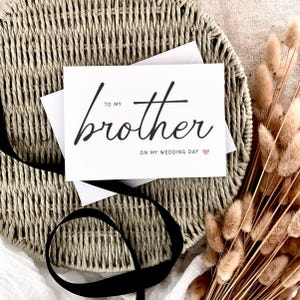 To My Brother Hochzeitskarte | Danke Hochzeitsgeschenk für Ihn, Andenken Nachricht für Bruder, personalisierte Karte für Brautparty Braut & Bräutigam