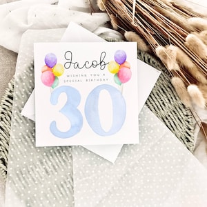 30e verjaardagskaart | Gepersonaliseerde verjaardagskaart, dertigste verjaardag voor haar, aandenken cadeau voor hem, mijlpaal verjaardag 30
