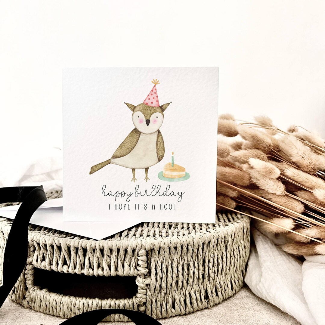 Cute Owl Birthday Card | Birthday Owl Greeting Card, Personalised ...