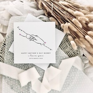 carte personnalisée pour la fête des mères | Carte souvenir pour maman, cadeau spécial pour nounou, fête des mères pour maman, nom et main personnalisés pour la 1ère fête des mères