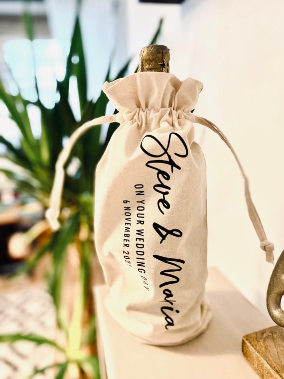 PERSONALISED COTTON BOTTLE GIFT BAGS 