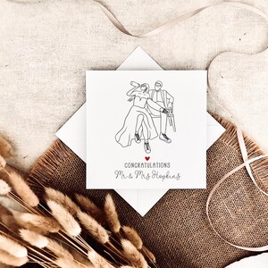 Cartão de casamento personalizado para casal | Impressão bacana para casal, cartão de parabéns personalizado para o Sr. e a Sra., presente romântico para recém-casados para amigos