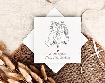 Carte de mariage personnalisée pour couple | Impression de couple sympa, carte de félicitations personnalisée pour M. et Mme, cadeau romantique pour jeunes mariés pour amis
