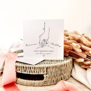 Tarjeta de cumpleaños personalizada para niñera/Nombre y huella de mano, recuerdo especial de cumpleaños para la abuela de parte de los nietos, tarjeta para la abuela de parte de los niños