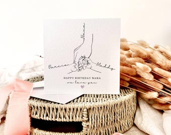 Carte d'anniversaire personnalisée pour nounou | Nom et empreinte de la main, souvenir spécial d'anniversaire pour grand-mère de petits-enfants, carte pour grand-mère de petits-enfants